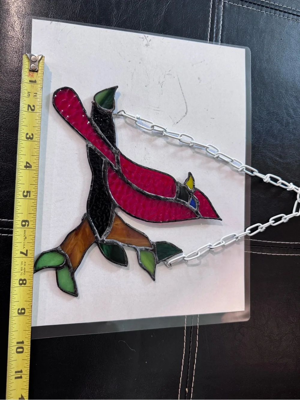 Stained Glass Cardinal Bird Suncatcher - Red